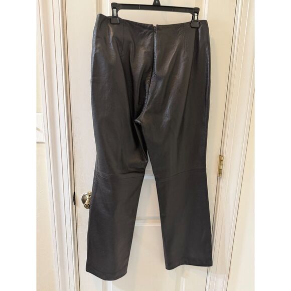 Vintage 90s Willi Smith Lambskin Leather Trousers Size 10 Mid Rise - Picture 2 of 6